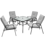 4 Patio Dining Stackable Chairs Set with High-Back Cushions