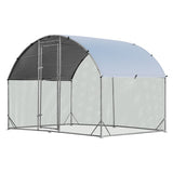 6.2 Feet/12.5 Feet/19 Feet Large Metal Chicken Coop Outdoor Galvanized Dome Cage with Cover-S