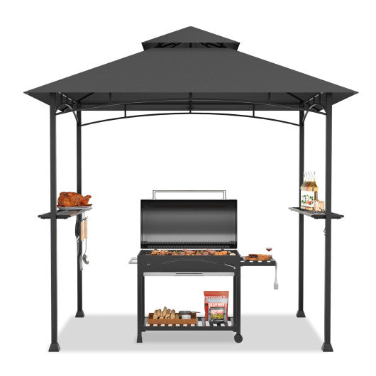 8 x 5 Feet Outdoor Barbecue Grill Gazebo Canopy Tent BBQ Shelter-Dark Gray