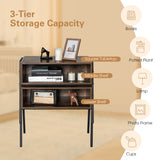 1 Piece Stackable Night Stand Shelf Accent Table with Metal Frame