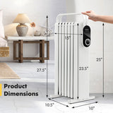 1500W Electric Space Heater Oil Filled Radiator Heater with Foldable Rack-White