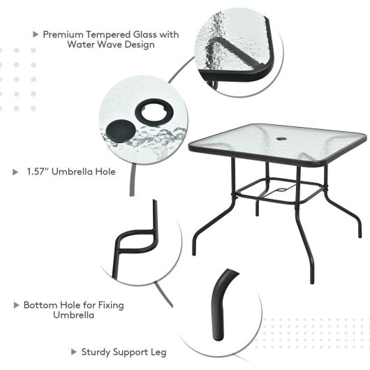 6 Pieces Patio Dining Set with Umbrella-Gray