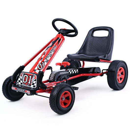 4 Wheels Kids Ride On Pedal Powered Bike Go Kart Racer Car Outdoor Play Toy-Red