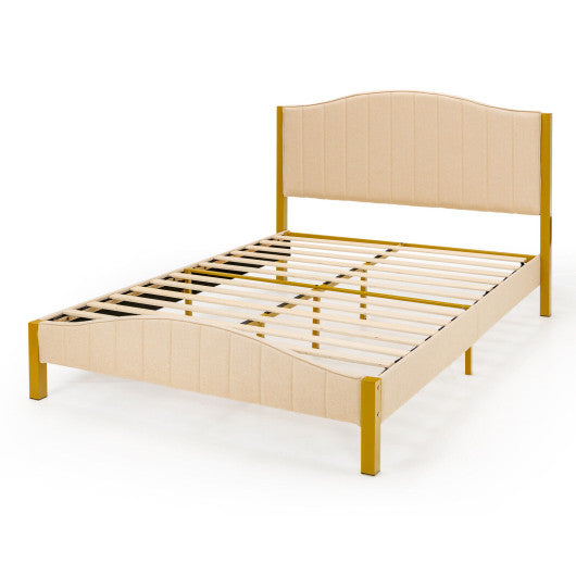 Full/Queen Size Upholstered Bed Frame with Quilted Headboard-Full Size