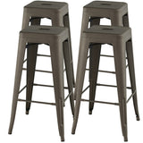 30 Inch Bar Stools Set of 4 with Square Seat and Handling Hole-Gun