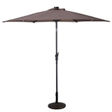 9FT Patio Solar Umbrella LED Patio Market Steel Tilt W/ Crank Outdoor New-Tan