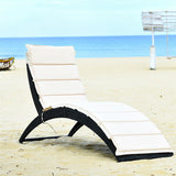 Folding Patio Rattan Lounge Cushioned Portable Chair