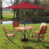 9FT Patio Solar Umbrella LED Patio Market Steel Tilt W/ Crank Outdoor New-Dark Red