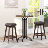 Set of 2 24/29 Inch Upholstered PU Leather Bar Stool with 360° Swivel Round Seat-24 Inch