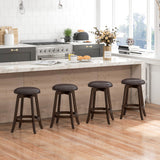Set of 2 24/29 Inch Upholstered PU Leather Bar Stool with 360° Swivel Round Seat-24 Inch