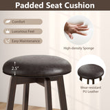 Set of 2 24/29 Inch Upholstered PU Leather Bar Stool with 360° Swivel Round Seat-24 Inch