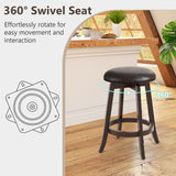 Set of 2 24/29 Inch Upholstered PU Leather Bar Stool with 360° Swivel Round Seat-24 Inch