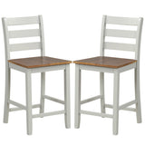 Set of 2 Counter Bar Stool with Inclined Backrest and Footrest-Gray