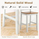 Set of 2 Counter Bar Stool with Inclined Backrest and Footrest-Gray