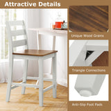 Set of 2 Counter Bar Stool with Inclined Backrest and Footrest-Gray