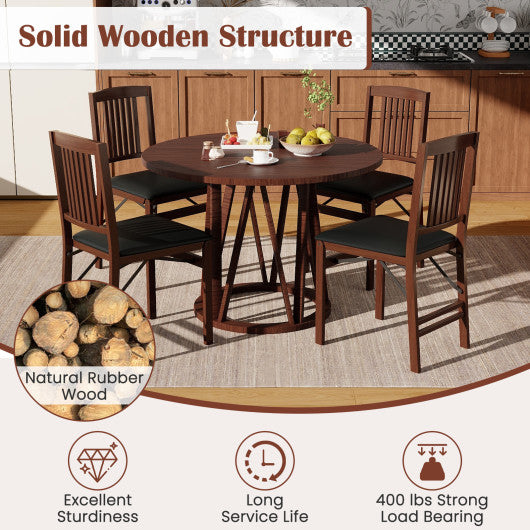 Set of 2 Foldable Upholstered Kitchen Chairs with Padded Seat-Brown