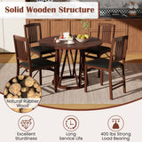 Set of 2 Foldable Upholstered Kitchen Chairs with Padded Seat-Brown