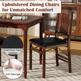 Set of 2 Foldable Upholstered Kitchen Chairs with Padded Seat-Brown
