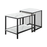 Set of 2 Nesting End Tables with Storage Shelf-White