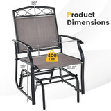 Set of 2 Outdoor Metal Glider Armchairs with Weather-resistant Fabric