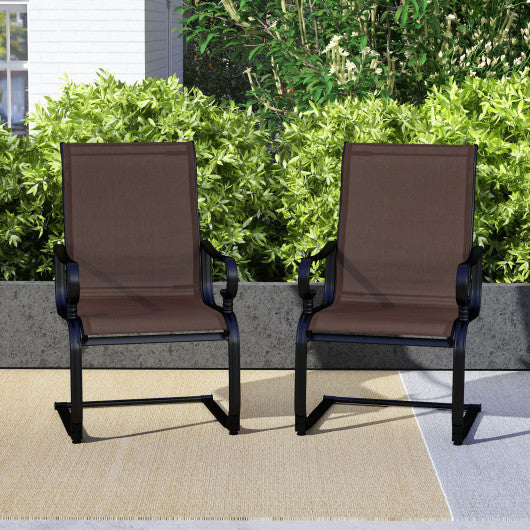 Set of 2 Patio Chairs with Quick-drying and Breathable Fabric for Backyard-Brown