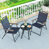 Set of 2 Patio Folding Sling Back Camping Deck Chairs-Navy