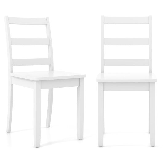 Set of 2 Wood Dining Chairs with Solid Rubber Wood Legs-White