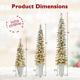 Set of 3 Pre-Lit Snow Flocked Artificial Christmas Trees witrh 423 Branch Tips