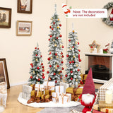 Set of 3 Pre-Lit Snow Flocked Artificial Christmas Trees witrh 423 Branch Tips