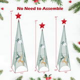 3/3.5/4 Feet Set of 3 Tower Shaped Christmas Trees with Removable Star Toppers