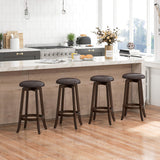 Set of 2 24/29 Inch Upholstered PU Leather Bar Stool with 360° Swivel Round Seat-29 inches