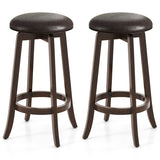 Set of 2 24/29 Inch Upholstered PU Leather Bar Stool with 360° Swivel Round Seat-29 inches
