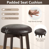 Set of 2 24/29 Inch Upholstered PU Leather Bar Stool with 360° Swivel Round Seat-29 inches