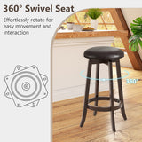Set of 2 24/29 Inch Upholstered PU Leather Bar Stool with 360° Swivel Round Seat-29 inches