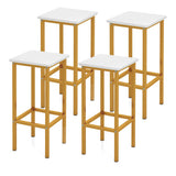 Set of 4 Bar Stool Set 26 Inch Bar Chair with Metal Legs and Footrest-White