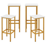 Set of 4 Bar Stool Set 26 Inch Bar Chair with Metal Legs and Footrest-White