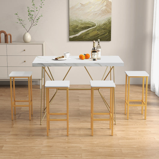 Set of 4 Bar Stool Set 26 Inch Bar Chair with Metal Legs and Footrest-White