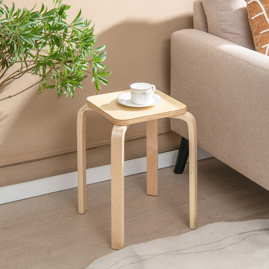 Set of 4 Colorful Square Stools with Anti-slip Felt Mats-Multicolor
