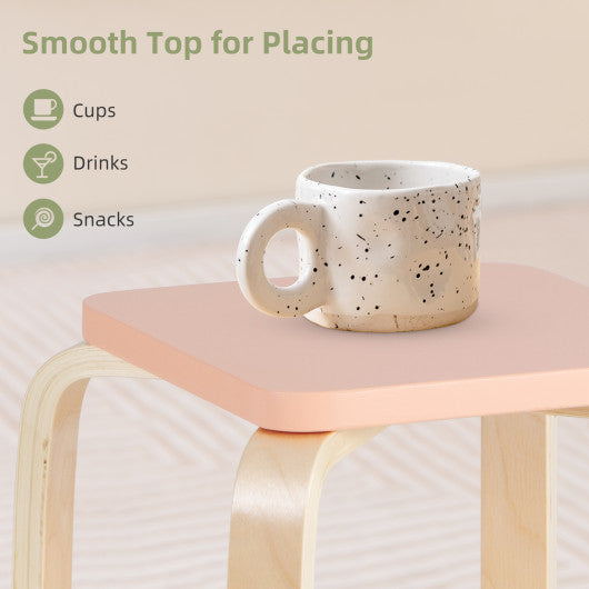 Set of 4 Colorful Square Stools with Anti-slip Felt Mats-Multicolor