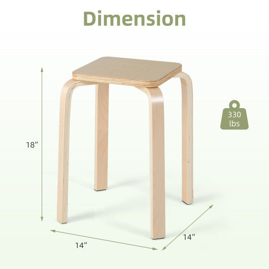 Set of 4 Colorful Square Stools with Anti-slip Felt Mats-Multicolor