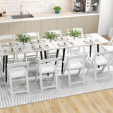 Set of 4 Dining Chairs Foldable Kitchen Chair with Rubber Wood Legs and Padded Seat-White