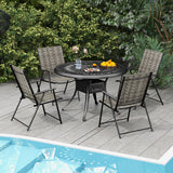 Set of 4 Patio Folding Chairs with Armrests and Portable Lawn Chairs for Garden Backyard-Gray