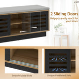 Shoe Bench with 6 Storage Compartments and 3 Adjustable Shelves-Natural