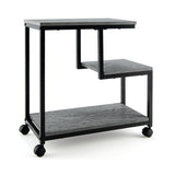 3-Tier Side Table with Storage and Universal Casters for Living Room and Bedroom-Black