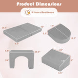 8-Piece Modular Kids Play Couch with Comfy Suede Fabric-Gray