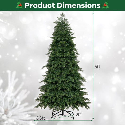 Artificial Christmas Tree Green Hinged Holiday Tree with 721/1019 Lush Branch Tips-6 ft