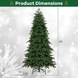 Artificial Christmas Tree Green Hinged Holiday Tree with 721/1019 Lush Branch Tips-6 ft
