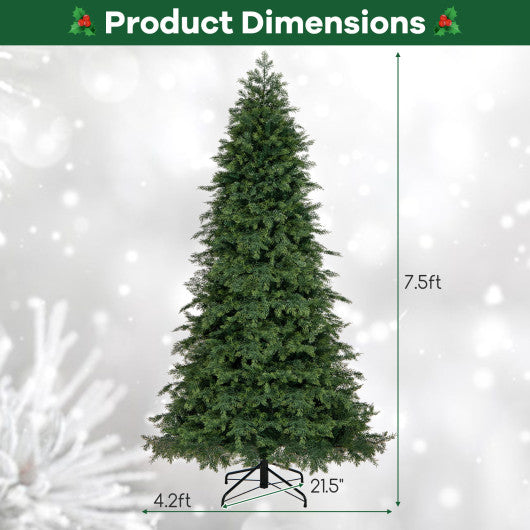 Artificial Christmas Tree Green Hinged Holiday Tree with 721/1019 Lush Branch Tips-7.5 ft