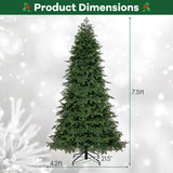 Artificial Christmas Tree Green Hinged Holiday Tree with 721/1019 Lush Branch Tips-7.5 ft