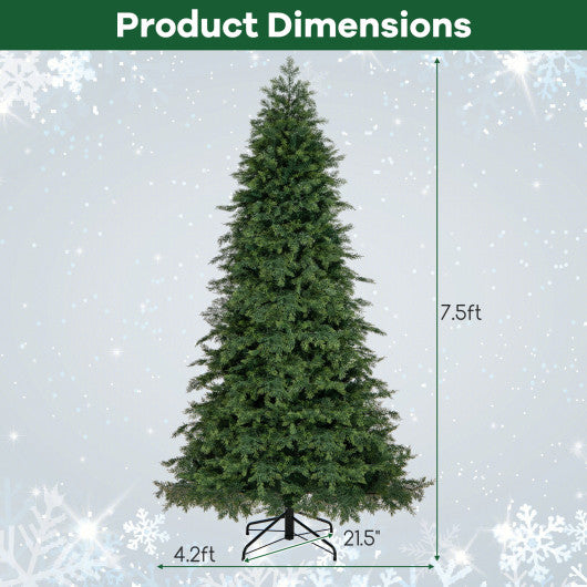 6/7.5 Feet Pre-Lit Artificial Christmas Tree with 11 Modes and Metal Stand-7.5ft